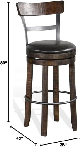 Vista 10 de Pemberly Row Juego de 3 unidades de barra de madera y 2 taburetes giratorios con respaldo - marrón oscuro