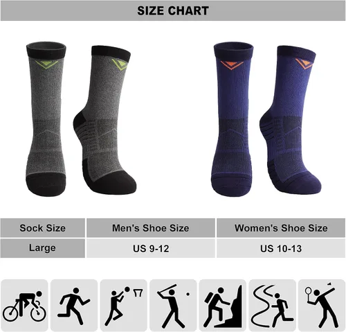 Vista 6 de 3-Pair Hiking Socks Women Men Moisture Wicking Breathable Cotton Cushion Crew Socks for Outdoor Sports Hiking Running Walking