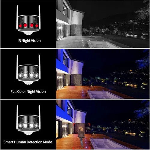 Vista 3 de Cámara IP de seguridad para exteriores WiFi de doble lente 4K