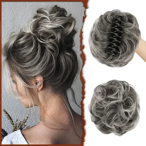 Vista 31 de SOFEIYAN Pinza de Gancho Extension de Cabello con Forma de Moño Desordenado, Cabello Ondulado y Rizado, Pinza de Gancho, Chignon, Cola de Caballo