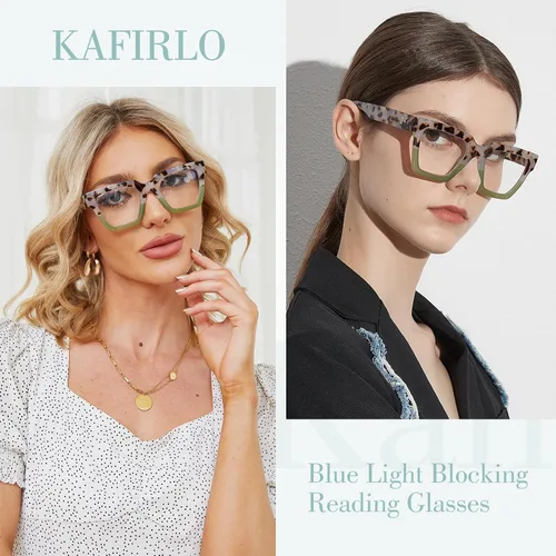 Vista 7 de Gafas de Lectura de Gran Tamaño para Mujer, Estilo Oprah, con Bloqueo de Luz Azul, para Computadora, Diseño Cuadrado, Marco Grande