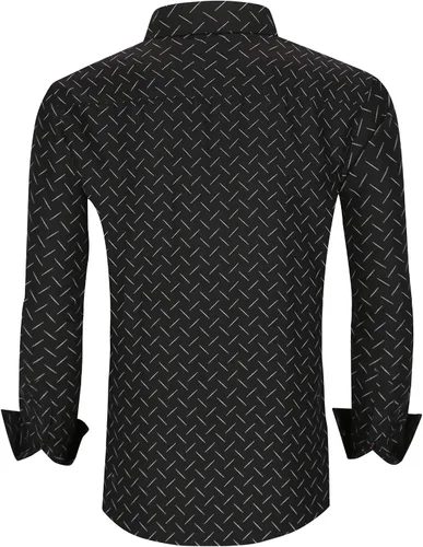 Vista 3 de Alex Vando Camisas de vestir estampadas para hombre, manga larga, ajuste regular, camisa con botones