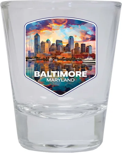 Vista 6 de Baltimore Maryland A Souvenir - Vaso de chupito redondo de 1.5 onzas, color azul, paquete de 2
