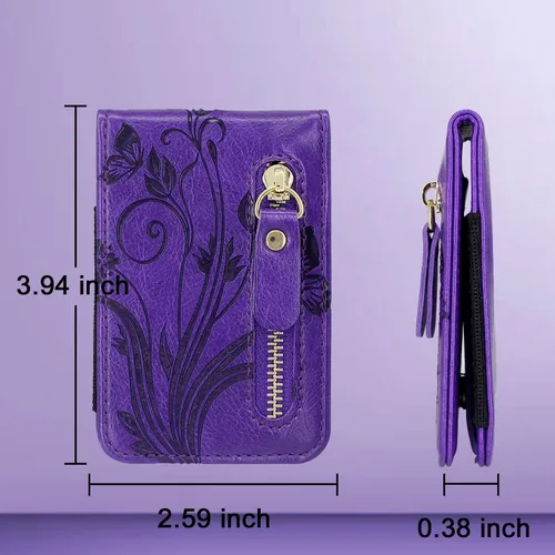 Vista 6 de Cartera magnética compatible con MagSafe para modelos de iPhone 15/14/13/12/Pro/Max/Plus, con tarjetero y bolsillo con cremallera para hombres
