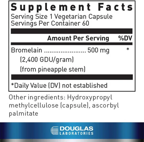Vista 2 de Douglas Laboratories Bromelina 500 mg - Apoya el Sistema Musculoesquelético 60 Cápsulas