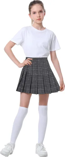 Vista 5 de SANGTREE Falda plisada para niñas y mujeres falda de uniforme de cintura elástica 2 años - 4XL de EE UU