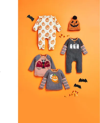 Vista 2 de Mud Pie Camiseta de calabaza de Halloween para bebés niños