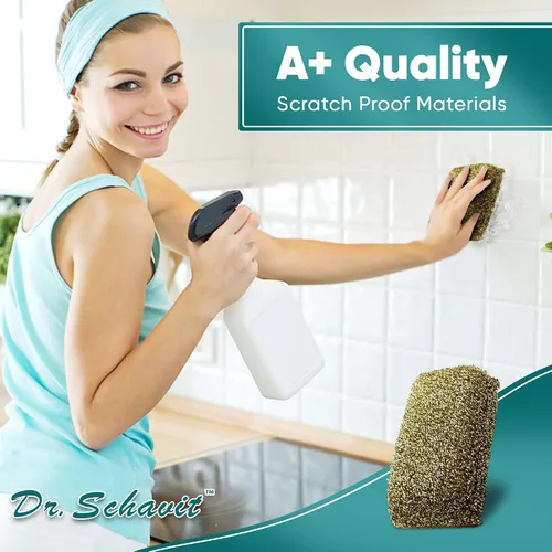 Vista 2 de Perfect Scour - Paquete de 2 esponjas para fregar para cocina, multiusos antiarañazos con poder de fregado resistente, limpiador suave y rápido