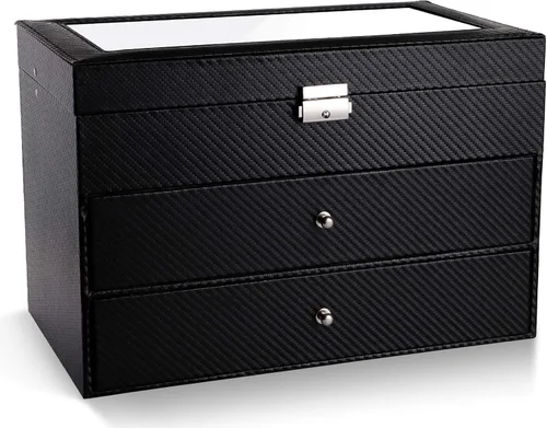 Vista 9 de Nicunom Organizador de lentes de sol con 18 ranuras para coleccionista gafas de sol caja de almacenamiento de gafas con cajón con cerradura
