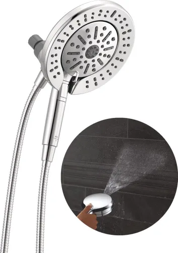 Vista 15 de Delta In2ition - Cabezal de ducha doble 2 en 1 de 5 ajustes con spray ProClean de alta presión de mano, cabezal de ducha desmontable dorado