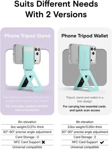 Vista 2 de MOFT MOVAS - Cartera de trípode para iPhone, múltiples ángulos, soporte de teléfono ligero y portátil, cartera magnética de cuero vegano MOVAS
