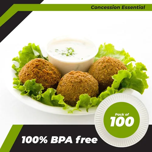 Vista 3 de Concession Essentials Plato de papel, 9" blanco sin recubrimiento 100ct