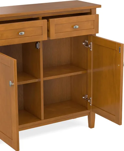 Vista 9 de SIMPLIHOME Warm Shaker 36" gabinete de madera maciza en marrón dorado claro