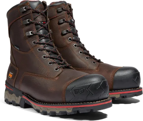 Vista 2 de Timberland PRO Botas de trabajo impermeables para hombre, modelo Boondock, ST café Tumbled L