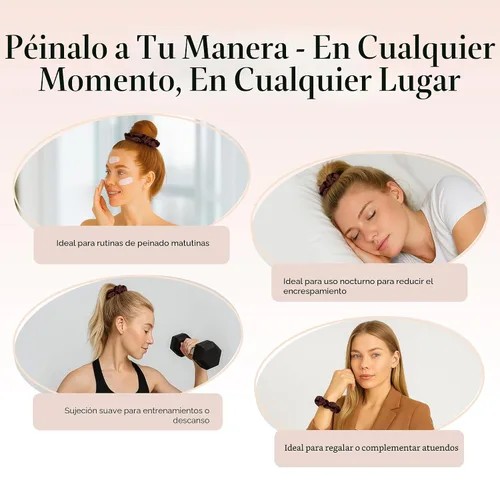 Vista 5 de Kitsch - Coleteros de satén para mujer, bandas para el cabello sin daños, cameo, 5 piezas Wake Up Frizz-Free, No Crease Hair Ties, Softer Than