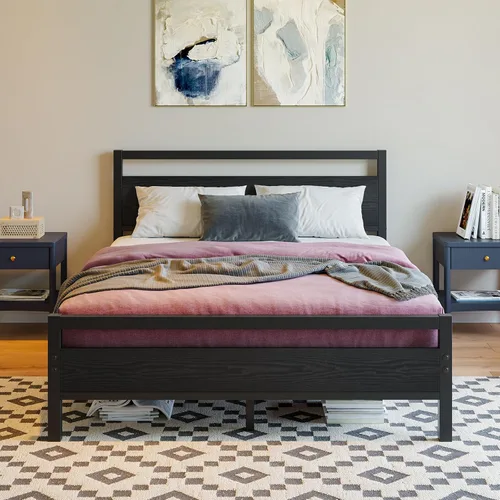 Vista 10 de BOFENG Marco de Cama Individual con Cabecera de Madera, Marco de Cama de Plataforma Individual de Metal Tamaño Individual Sin Somier Necesario Negro