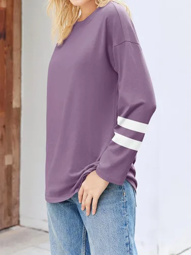 Vista 93 de Fisoew Camisetas de manga larga para mujer, holgadas, casuales, con cuello redondo, blusa suave