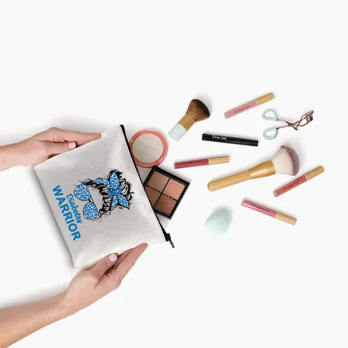 Vista 4 de XYANFA Regalo diabético Diabetes Guerrero Regalo Diabetes Conciencia Regalo Bolsa de Maquillaje Médico Diabético Bolsa de Maquillaje Bolsa