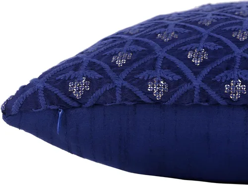 Vista 4 de Fundas de cojín decorativas azules pequeñas de 12 x 12 pulgadas, fundas de almohada bordadas con lentejuelas para sofá cama, paquete de 2 fundas