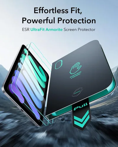 Vista 3 de ESR Paquete de 2 protectores de pantalla Armorite para iPad mini 7ª generación (A17 Pro, 2024) y 6ª generación (2021), protección de grado militar