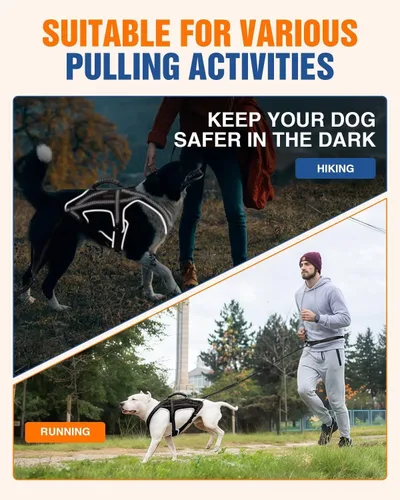 Vista 6 de Juego de arnés para correr para perros con cinturón y correa de absorción de golpes Hands-Free Control, Easy to Put On Design for Medium to Large