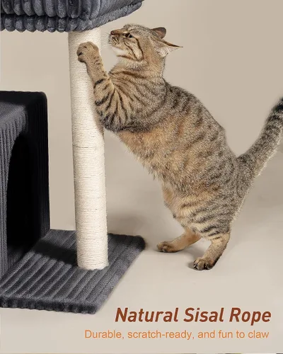 Vista 5 de Árbol para Gatos para Gatos Grandes, 20.9 * 15.7 pulgadas, Cama de Percha Grande para Gatos Adultos, Torre para Gatos de 22.8 pulgadas con Poste