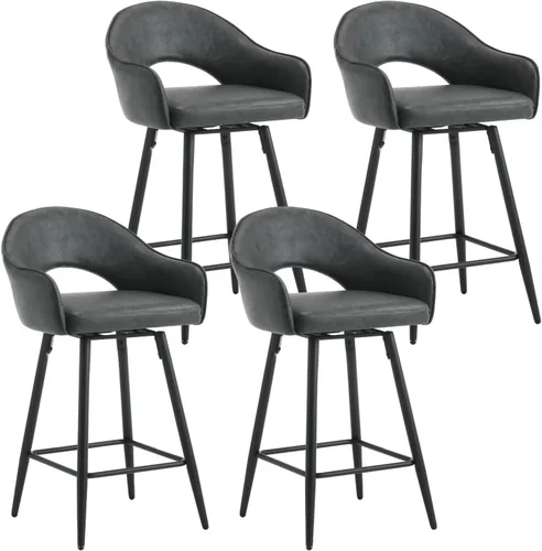 Vista 11 de HEAH-YO Juego de 2 taburetes de bar giratorios modernos de 27 pulgadas de altura de mostrador con respaldo y patas de metal negro, taburetes