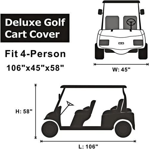 Vista 2 de four-side Golf Car enlosure, color color beige, W/ventana transparente