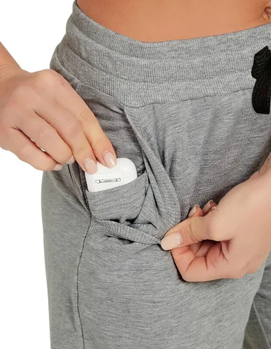 Vista 3 de SPECIALMAGIC Pantalones capri de algodón para mujer, pantalones de pijama de pierna ancha, pantalones capri deportivos