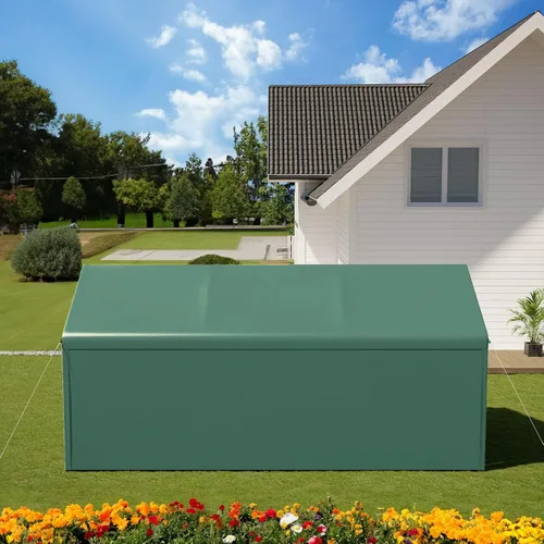 Vista 7 de Cochera 10x20 pies con toldo resistente de acero para almacenamiento, carpa portátil para fiestas, garaje portátil con paredes laterales y puertas