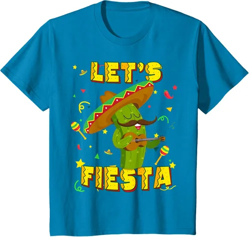Vista 45 de Cinco De Mayo - Camiseta de regalo con sombrero de cactus Let's Fiesta, Negro, S