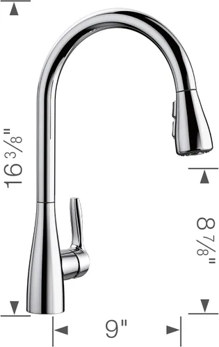 Vista 2 de BLANCO, Cromo pulido 442207 ATURA - Grifo de cocina de doble pulverización, 1.5 GPM