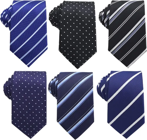 Vista 55 de WeiShang Lote de 6 corbatas clásicas de seda para hombre, corbatas tejidas jacquard