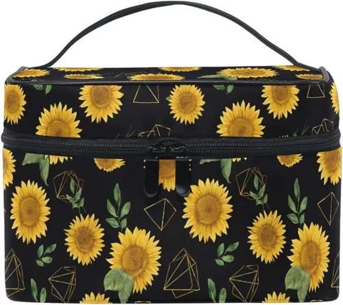 Vista 25 de Bolsa de Maquillaje, Estuche de Maquillaje Organizador de Viaje con Diseño de Calavera y Flores, Estuche de Cosméticos, Bolsas de Aseo para Niñas
