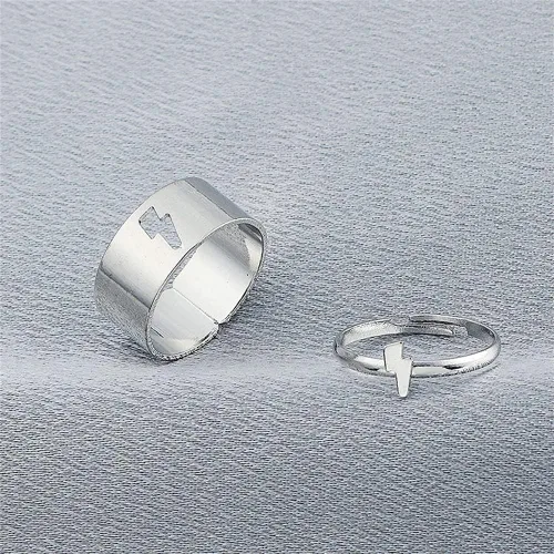 Vista 2 de Anillos a juego con mejores amigos para parejas, Tiktok Y2k, anillos de pareja, con corazón, luna, estrella, planeta, para mujeres, hombres y niñas