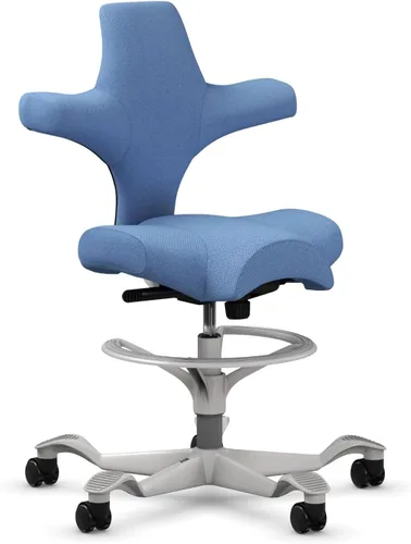 Vista 70 de HAG Capisco Sit to Stand - Silla de pie con marco blanco, tapizado, color rosa rubor Pink Blush