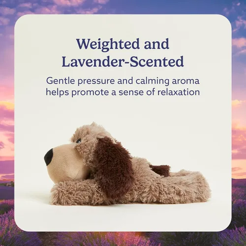 Vista 3 de warmies Animales de peluche con peso y aptos para microondas, perro marrón, peluche térmico para calidez y comodidad, lindos juguetes de felpa suave