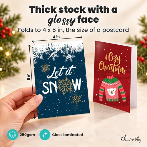 Vista 4 de Decorably - Paquete de 24 tarjetas de Navidad de 4 x 6 pulgadas con sobres