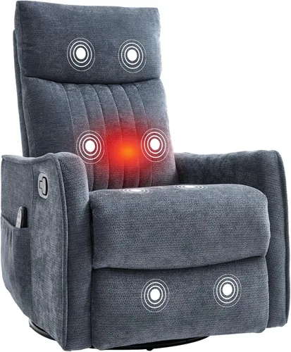 Vista 19 de PELUMY Silla Reclinable Mecedora Giratoria 360 para Adultos, Silla Mecedora de Guardería con Calor y Masaje, Silla Reclinable Deslizante para Beige