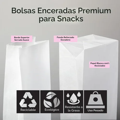 Vista 3 de Fit Meal Prep Paquete de 125 bolsas de papel encerado de 4 libras, biodegradable, resistente a la grasa, para aperitivos, galletas, sándwich