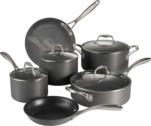 Vista 11 de Tramontina OnyxPro - Juego de 8 utensilios de cocina anodizados duros antiadherentes con tapas de vidrio, ollas y sartenes, apto para horno