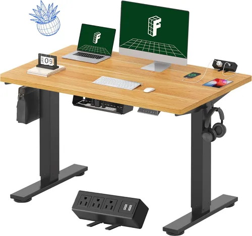 Vista 16 de FLEXISPOT EN2 Escritorio de pie de una pieza completa con regleta de alimentación de abrazadera, escritorio eléctrico de altura ajustable de 40 x 24