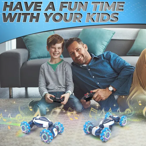 Vista 9 de Coche RC de Acrobacias con Detección de Gestos - Juguetes para Niños de 6 a 12 años, Coche RC Gira 360° 4WD Controlado a Mano con Luz y Música