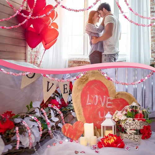 Vista 2 de 200 cuentas de madera de amor para el día de San Valentín, cuentas de madera rústicas naturales de granja, cuentas de madera pulidas, espaciador