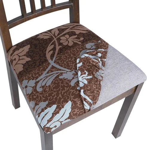 Vista 32 de SearchI Juego de 2 fundas de asiento para sillas de comedor, fundas de asiento elásticas con estampado, extraíbles y lavables, fundas de cojín