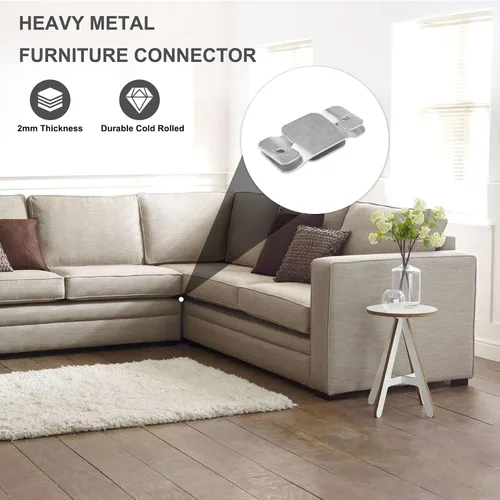 Vista 7 de DEEPDREAM 12 conectores seccionales de sofá de metal, clips de sofá, conector de muebles entrelazados con 28 tornillos