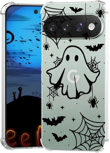 Vista 46 de Funda de Halloween para Google Pixel 7 Clear Ghost Fashion Designs, delgada y a prueba de golpes, funda protectora para teléfono para mujer, diseño