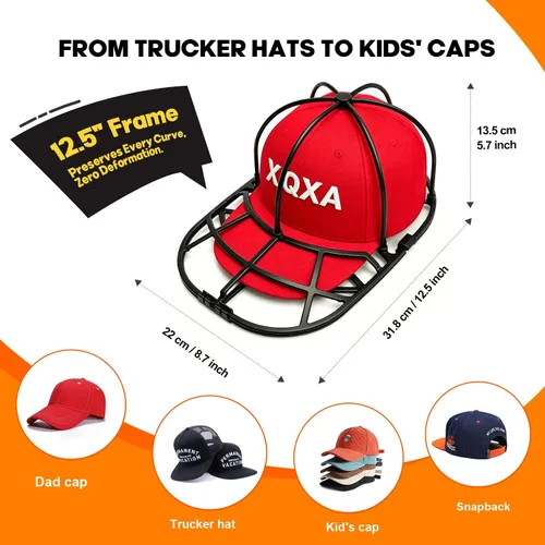 Vista 3 de XQXA Jaula de lavado de sombreros para gorras de béisbol, limpiador de sombreros para lavadora y lavavajillas, se adapta a gorras de adultos