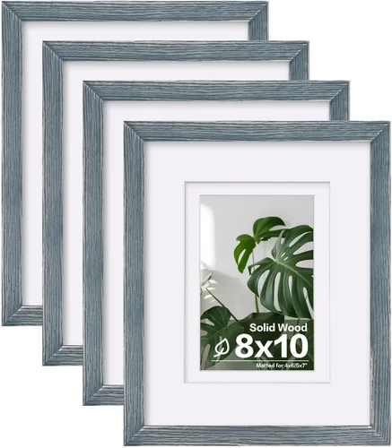 Vista 59 de Egofine - Juego de 4 portarretratos A4 de madera maciza y cubierta de plexiglás de 4 x 6/6 x 8 pulgadas con paspartú o A4 sin paspartú, para mesa