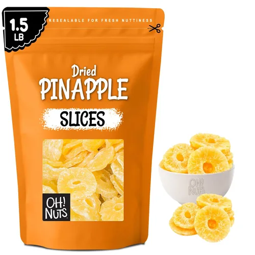 Vista 12 de Oh! Nuts Trozos de piña seca - Piña seca - Fruta seca de piña - 1 libra - Fruta deshidratada con menos azúcar añadido
